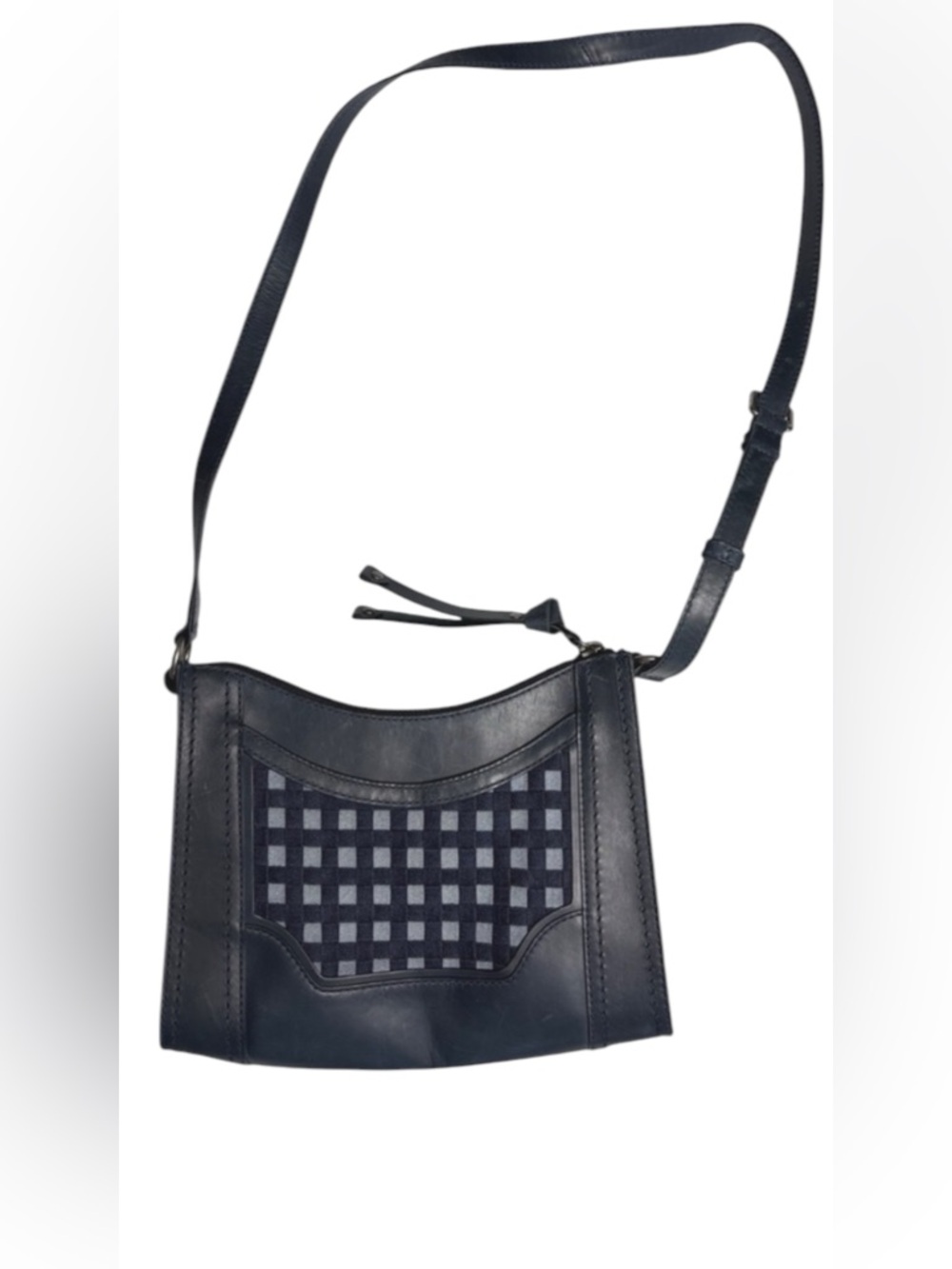 Frye Melissa Denim‎ Leather Crossbody   Navy Blue Leather Bag Slim Zip Toposs